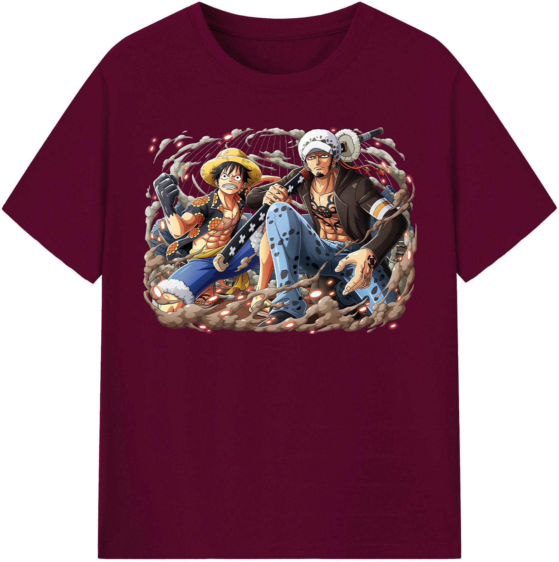 ワンピース モンキー・D・ルフィ ONE PIECE Monkey D. Luffy レディースカジュアルプリントTシャツ（綿100％）